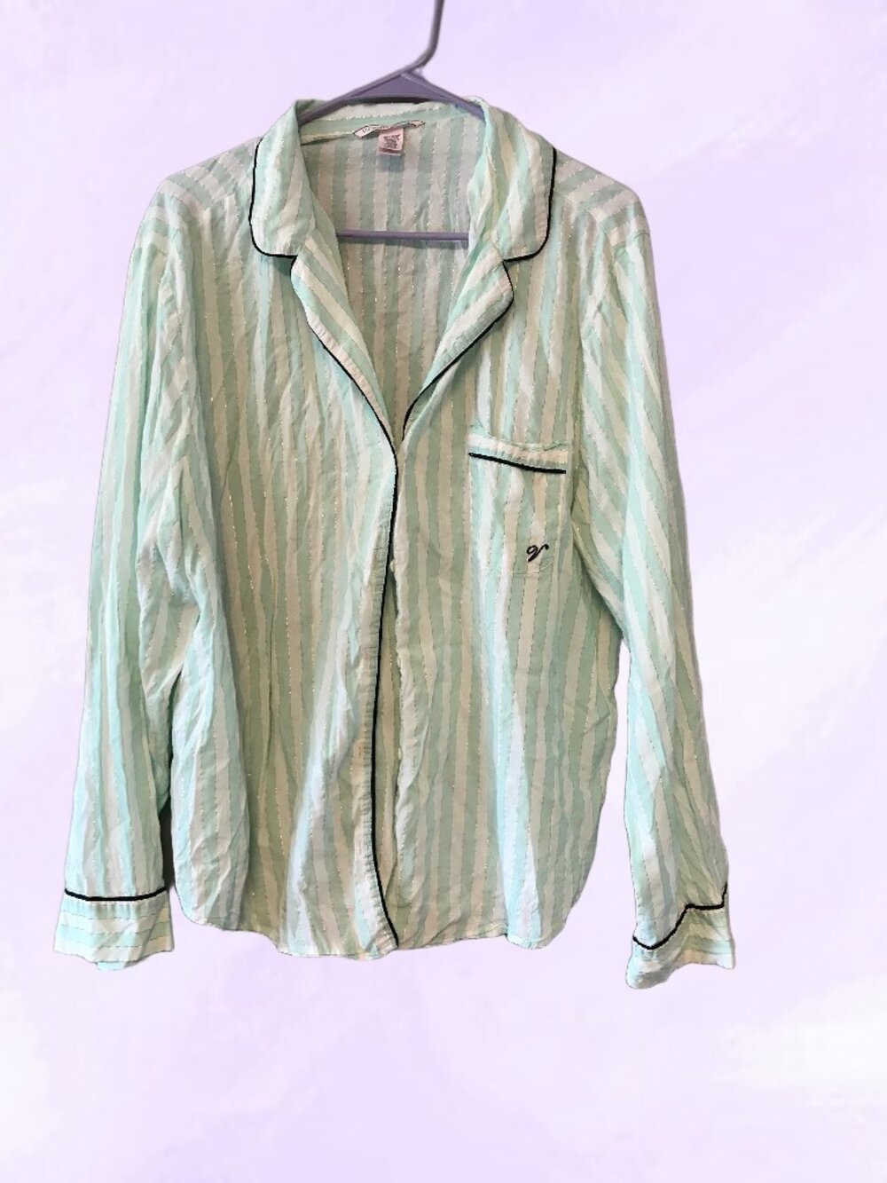 Victoria's Secret viscose cotton natural fabric vertical striped button up XL